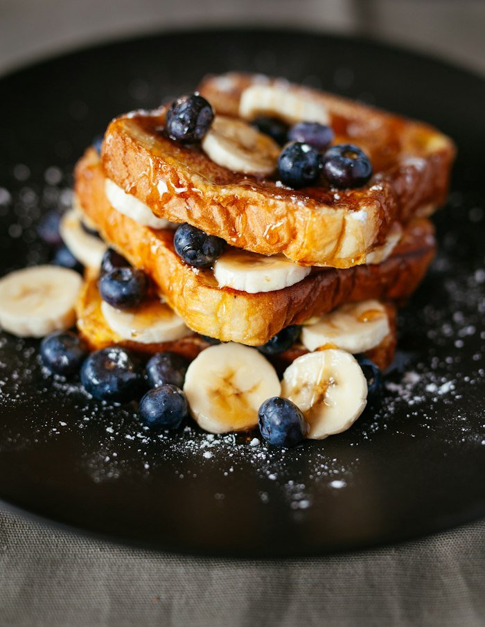 Sweet breakfast toast with berries